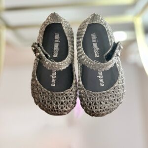 Mini Melissa Campana• Papel Mary Jane Jelly Flats Toddler Size 5 Glitter Silver